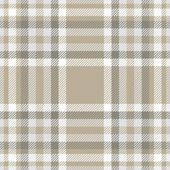 Plaid pattern in grey, white and taupe.