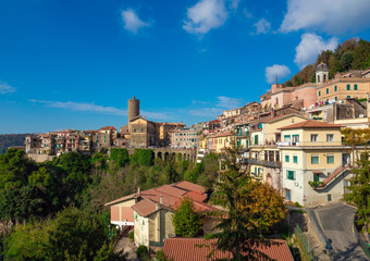 Fototapeta na wymiar Nemi (Italy) - A nice little town in the metropolitan city of Rome, on the hill overlooking the Lake Nemi, a volcanic crater lake.