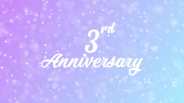 3rd Anniversary Greeting card text with beautiful snow and stars particles background for celebration, wishes, events, messages, holidays, festival.