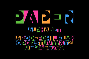 Paper applique font, alphabet letters and numbers vector