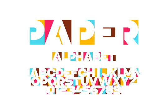 Paper applique font, alphabet letters and numbers vector
