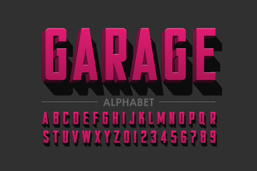 Retro style condensed typeface, vintage alphabet letters and numbers