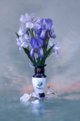 Still life with bouquet of beautiful flowers