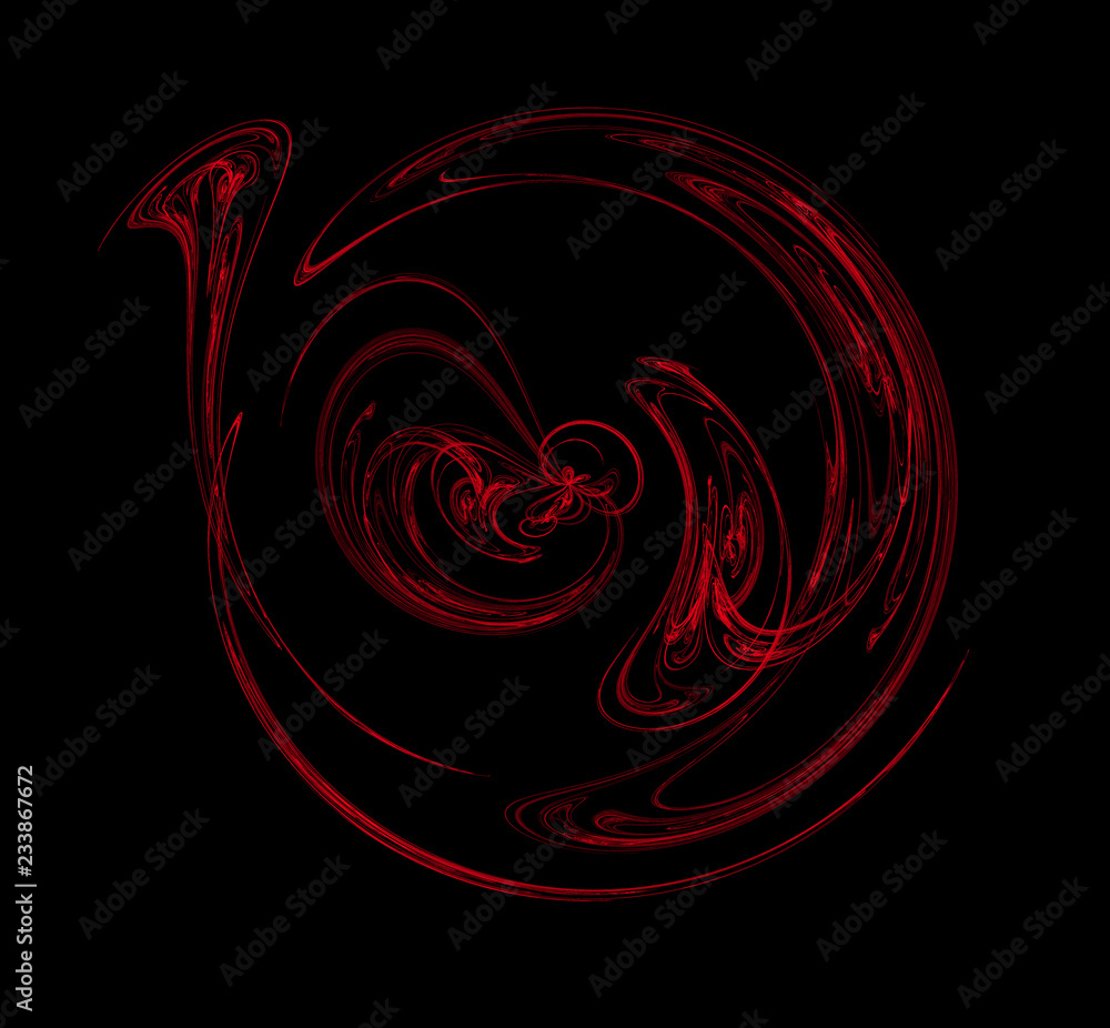 Poster red pattern on black background. fantasy fractal texture. digital art. 3d rendering. computer genera