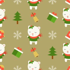 cute polar bear, christmas seamless pattern theme, for use as wallpaper and wrapping paper gift