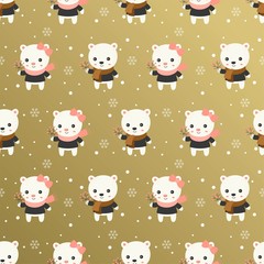 cute polar bear, christmas seamless pattern theme, for use as wallpaper and wrapping paper gift