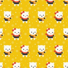 cute polar bear, christmas seamless pattern theme, for use as wallpaper and wrapping paper gift