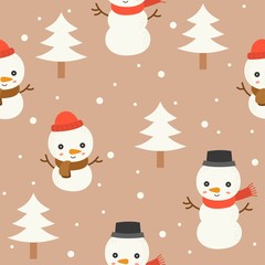 snowman editable line detail,christmas seamless pattern theme, for use as wallpaper and wrapping paper gift
