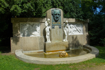 Memorial of famous German poet and thinker Johann Wolfgang Goethe in the park in Frantiskovy Lazne...