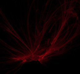 Red poppy fractal on black background. Fantasy fractal texture. Digital art. 3D rendering. Computer generated image.