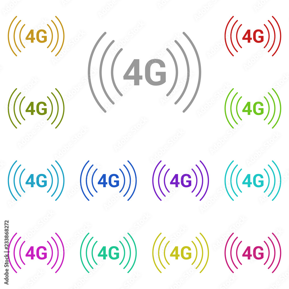 Poster 4g network icon in multi color. simple glyph vector of technology set for ui and ux, website or mobi