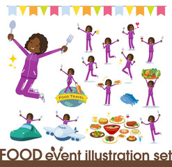 flat type school dark skin girl purple jersey_food festival
