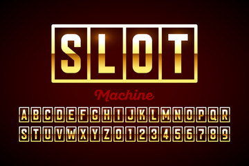 Slot machine style font, alphabet letters and numbers