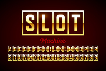 Obraz premium Slot machine style font, alphabet letters and numbers