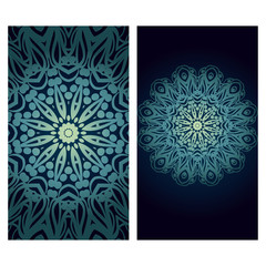 Floral banners. Ethnic Mandala ornament. Vector illustration. For greeting card, coloring book, invitation print