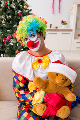 Funny clown in Christmas celebration concept 