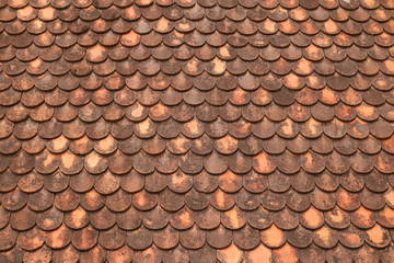 Old red brick roof tiles from north of thailand