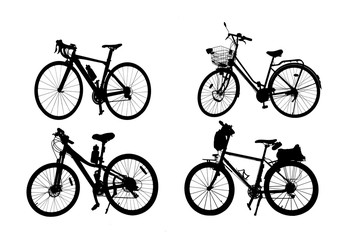 silhouette vintage bike on white background.