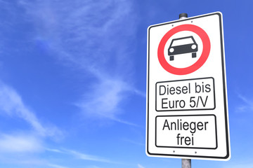 Diesel - Fahrverbot - Verkehrsschild - Innenstadt