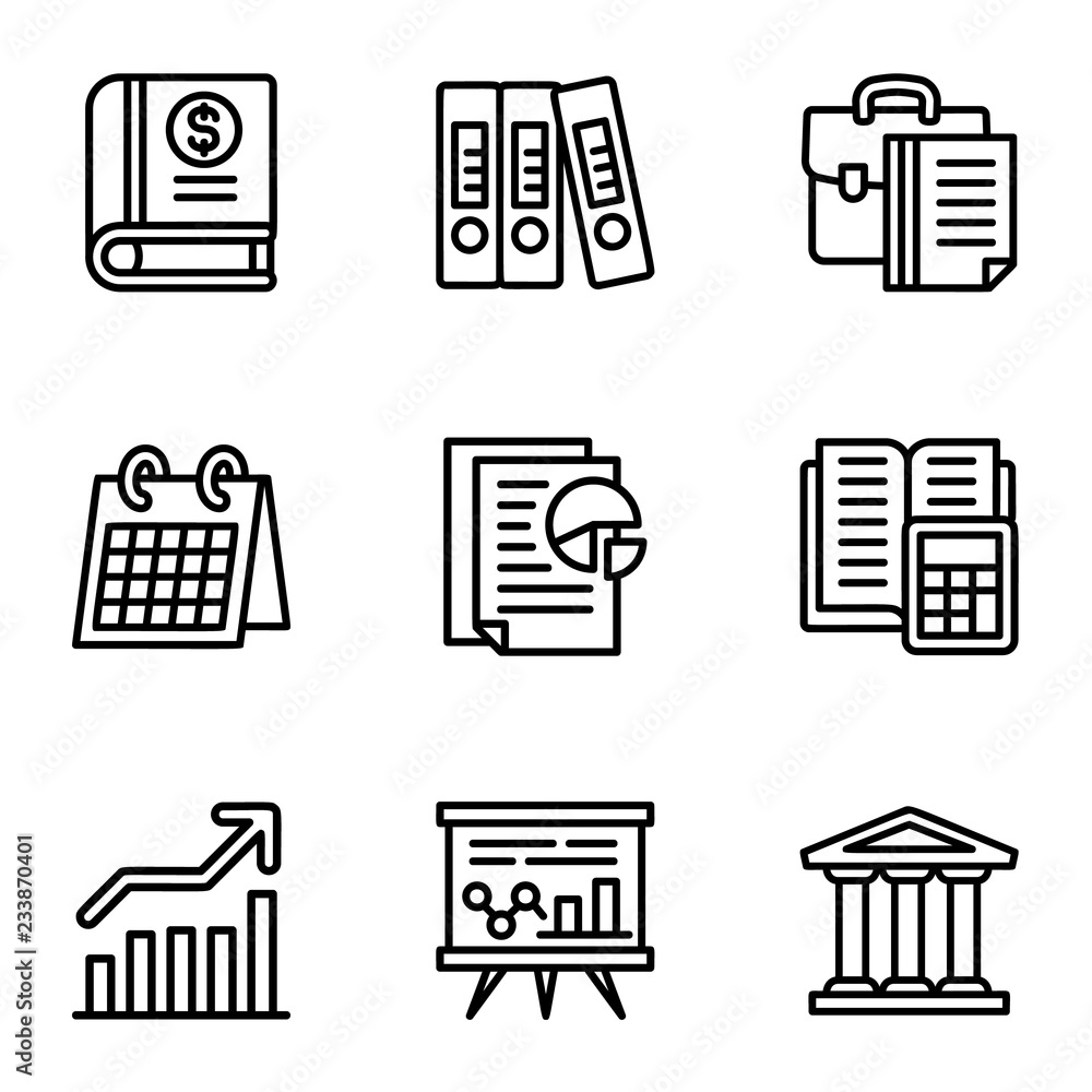 Poster company icon set. outline set of 9 company vector icons for web design isolated on white background