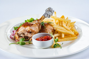 chicken with french fries