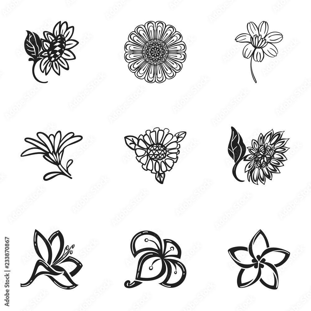 Poster sun flower icon set. simple set of 9 sun flower vector icons for web design isolated on white backgr