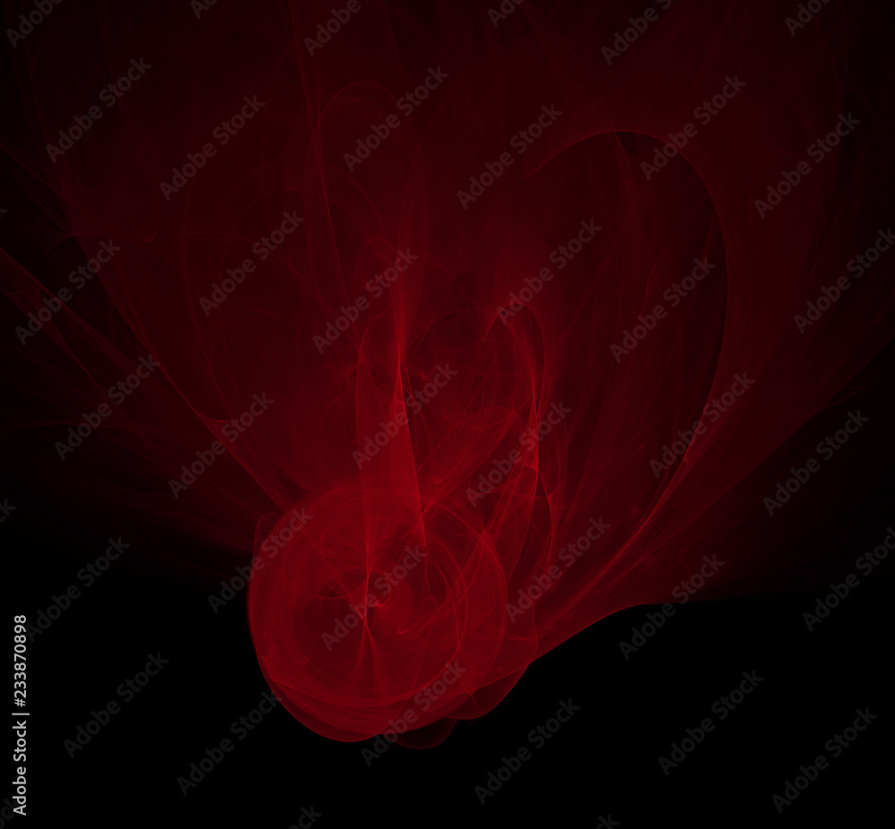 Poster red abstract fractal on black background. fantasy fractal texture. digital art. 3d rendering. comput