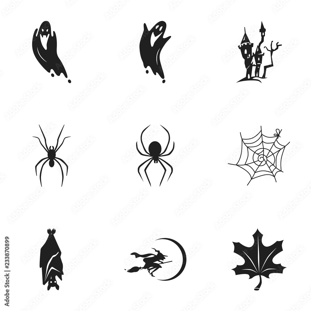 Poster happy halloween icon set. simple set of 9 happy halloween vector icons for web design isolated on wh