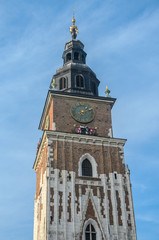 Fototapeta na wymiar Town Hall Tower on the Market Square in Krakow, Poland
