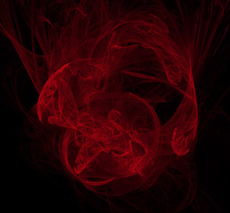 Red abstract fractal on black background. Fantasy fractal texture. Digital art. 3D rendering. Computer generated image.