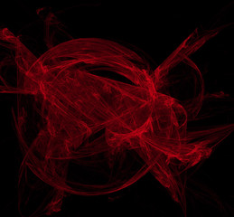 Red abstract fractal on black background. Fantasy fractal texture. Digital art. 3D rendering. Computer generated image.
