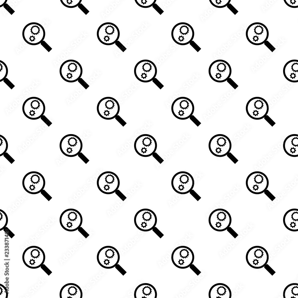 Poster gear on magnify glass pattern seamless vector repeat for any web design