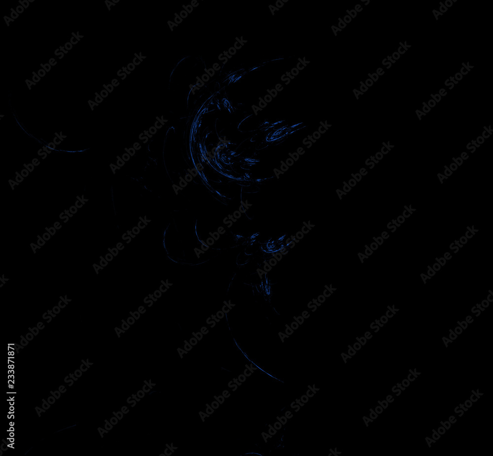 Aufkleber blue fractal on black background. digital art. 3d rendering. computer generated image.