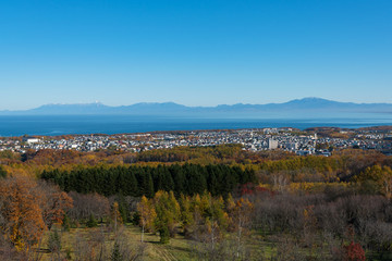Fototapeta na wymiar 北海道 網走市天都山からの秋の展望