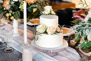 wedding table with cake