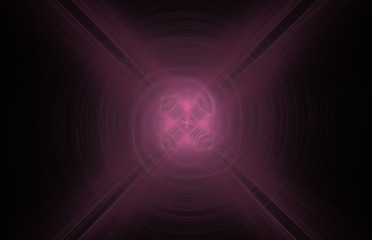 Pink cross swirl abstract fractal on black background. Fantasy fractal texture. Digital art. 3D rendering. Computer generated image.