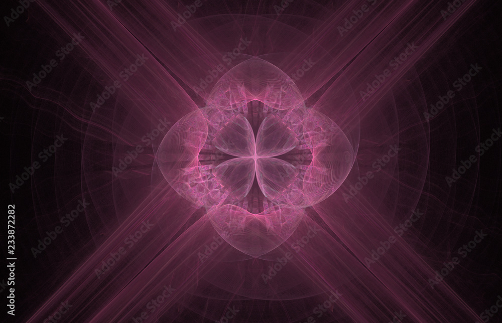 Poster purple abstract fractal pattern on black background. fantasy fractal texture. digital art. 3d render