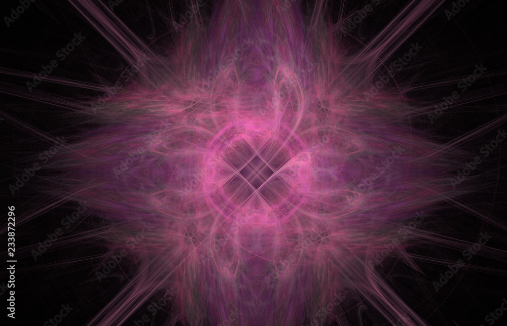 Poster purple abstract fractal pattern on black background. fantasy fractal texture. digital art. 3d render