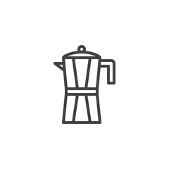 Coffee pot outline icon. linear style sign for mobile concept and web design. Geyser Coffee Maker line vector icon. Symbol, logo illustration. Pixel perfect vector graphics