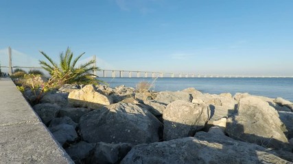 tajo river and bridge in lisbon portugal