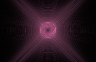 Purple abstract fractal pattern on black background. Fantasy fractal texture. Digital art. 3D rendering. Computer generated image.