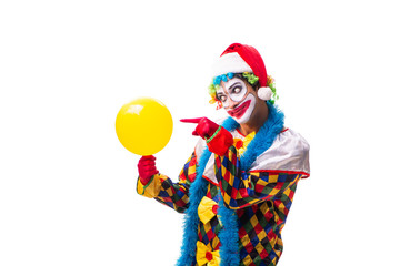 Young funny clown comedian isolated on white 
