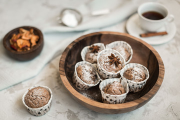 apple cupcakes with cinnamon and raisins