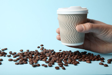 Outdoors coffee, takeaway cup.