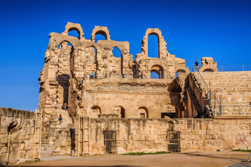 Ruins of the largest coliseum in North Africa. El Jem,Tunisia, UNESCO