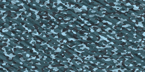 Sea Green Blue Army Camouflage Background. Military Uniform Clothing Texture. Seamless Combat Uniform. © Aleksander