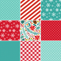 Fototapeta premium Cute set of winter holidays seamless patterns