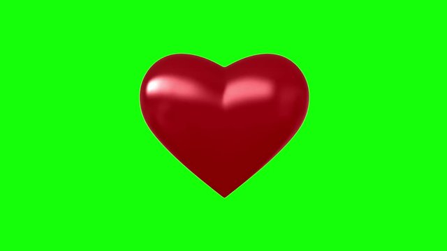3d render of beating heart on green screen 