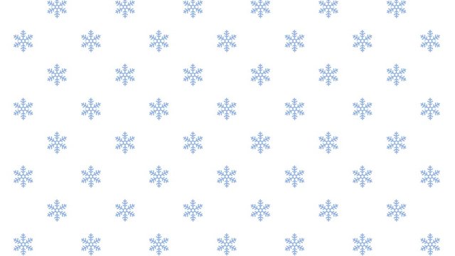 Animation of flying blue snowflakes on white background
