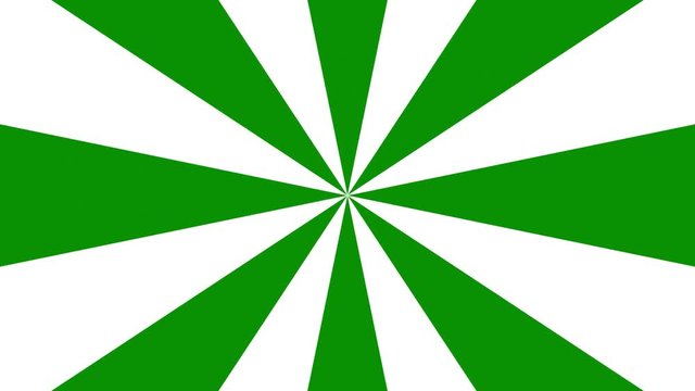 Rotating green rays pattern on white background